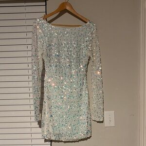 Sparkling White Sequin Kids Formal Dress